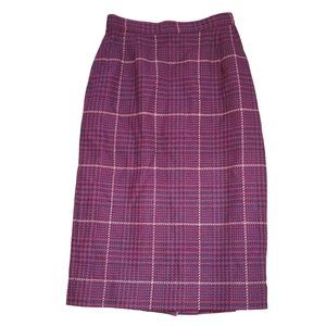 Brooks Brothers Maroon Women's 100& Wool Houndstooth Gorgeous Long Skirt Size 4